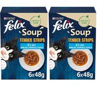 Felix Soup Tender Strips Sopa para Gatos, 1 Paquete (6 x 48 g) (Paquete de 2)