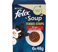 FELIX Soup Tender Strips, Sopa para Gatos, Variedad de sabores del país, 6 Unidades (6 x 48 g)