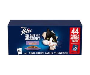 Felix Tan Bueno como Parece - Variedad mezclada en gelatina - Comida húmeda para Gatos - 44 x 85 g
