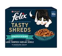FELIX Tasty Shreds Comida para Gatos húmeda en Salsa, Variedad de sabores del Agua, 6 Unidades (6 x 10 x 80 g)