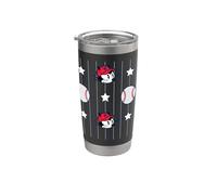 Felix The Cat Baseball Americana All Over Print Vaso térmico de acero inoxidable de doble pared