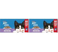 Felix | Trozos | en Gelatina | Gato Adulto | Receta 100% Completa y Equilibrada, Fuente de Omega 6 y Vitaminas | Selección de Ternera, Pollo, Pato, Salmón | Sobres Frescos | Caja de 60 x 85g