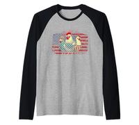 Feliz 4 de julio Bandera Americana Día de la Independencia Pollo Camiseta Manga Raglan