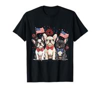 Feliz 4 de julio Bulldogs franceses bandera americana perros lindos Camiseta