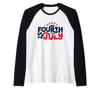Feliz 4 de Julio Día de la Independencia Patriotic Pride USA Flag Camiseta Manga Raglan