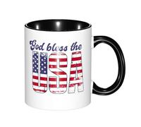 ¡Feliz 4 De Julio! Dios Bendiga A Los Estados Unidos. Taza De Café Con Asa Tazas De Desayuno Chic Taza Para Oficina Cappuccino Bebidas Frías Y Calientes 330Ml