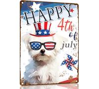 Feliz 4 De Julio Maltés Letreros Metal Estaño Vintage Letrero Metálico Divertido Letrero De Estaño para Club Sala Puerta 20X30 Cm