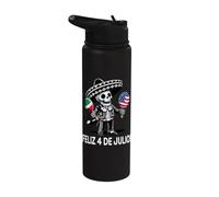 Feliz 4 de Julio USA for Proud Mexican American Stainless Steel Insulated Water Bottle