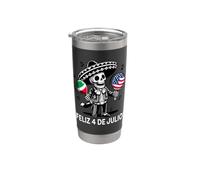Feliz 4 de Julio USA for Proud Mexican American Vaso térmico de acero inoxidable de doble pared