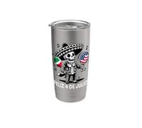 Feliz 4 de Julio USA for Proud Mexican American Vaso térmico de acero inoxidable de doble pared