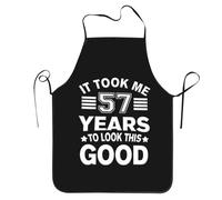 Feliz 57 Cumpleaños Mujer Hombre Mandil Antiincrustante Chef Delantales con Correas Largas Delantales De Barbacoa para Hornear Restaurante Jardinería
