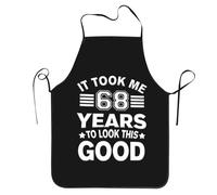 Feliz 68 Cumpleaños Hombre Mujer Mandil Antiincrustante Delantal De Cocina Ajustable Chef Delantales para Café Cocinar Hornear