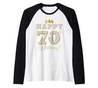 Feliz 70 cumpleaños 70 años Mujeres Hombres Fiesta de cumpleaños Camiseta Manga Raglan