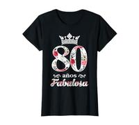 Feliz 80 Años Fabulosa Cumpleaños Divertido Hermosa Corona Camiseta