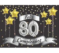 Feliz 80 cumpleaños: El Libro de visitas con 40 páginas en color para felicitaciones : Regalo original para hombres y mujeres : Libro de firmas para la fiesta de cumpleaños
