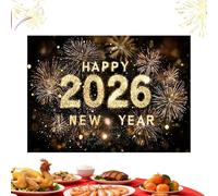 Feliz Año Nuevo 2026,208x150 cm Suministros para Fiestas de Nochevieja 2026 - Fondo Decorativo de Año Nuevo para el Hogar,para Salón Jardín Garaje Porche Escuela Hotel Casa Rural y Fotos