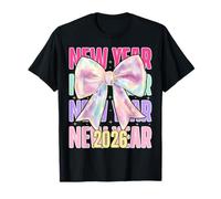 Feliz Año Nuevo 2026 Coquette Bows Nochevieja Mujeres Niñas Camiseta