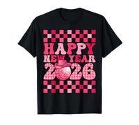 Feliz Año Nuevo 2026 Cowgirl Cowboy Disco Ball Niñas Niños Camiseta