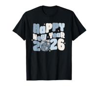Feliz Año Nuevo 2026 Patchwork Disco Ball Strat Retro Graphic Camiseta