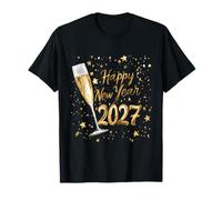 Feliz Año Nuevo 2027 Eve Party Family Xmas Gold T-Shirt Camiseta