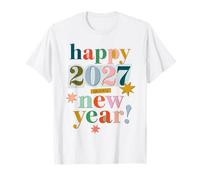 Feliz Año Nuevo 2027 Eve Party Family Xmas Gold T-Shirt Camiseta