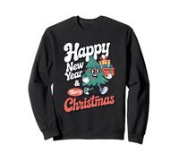 Feliz Año Nuevo Árbol de Navidad con Celebración de Navidad Retro Sudadera