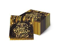 Feliz año nuevo tren servilleta año nuevo decoraciones de fiesta saludo en 2023 papel de víspera de Año Nuevo Servilletas de Año Nuevo Toallas para la cena de invierno casa fiesta decoración vajilla