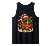 Feliz árbol de Navidad de Tis The Season Rhodesian Ridgeback Dog Camiseta sin Mangas
