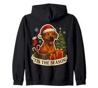 Feliz árbol de Navidad de Tis The Season Rhodesian Ridgeback Dog Sudadera con Capucha