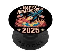 Feliz Armagedón 2025 4 de julio EE.UU. Conciencia contra la guerra Trump PopSockets PopGrip Adhesivo