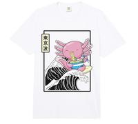 Feliz Axolotl Comer Ramen Surf Kanagawa Wave Kawaii Comfort Colors Adult Heavyweight T-Shirt