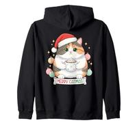 Feliz Catmas Funny Cat Lover Christmas Santa Hat Xmas Kitten Sudadera con Capucha