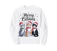 Feliz Catmas Funny Cat Santa Hat Christmas Sudadera