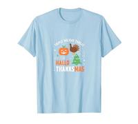 Feliz Celebración de la Amenaza de la Triple Fiesta de Hola Gracias Camiseta, Hombre, Azul Bebé, 3XL