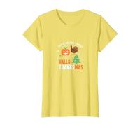 Feliz Celebración de la Amenaza de la Triple Fiesta de Hola Gracias Camiseta, Mujer, Limón, 3XL