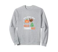 Feliz Celebración de la Amenaza de la Triple Fiesta de Hola Gracias Sudadera, Unisex para Adultos, Gris Jaspeado, XL