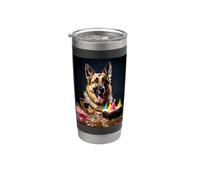 Feliz celebración de la fiesta del perro pastor alemán Vaso térmico de acero inoxidable de doble pared