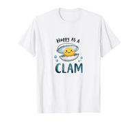 Feliz como una almeja Lindo Juego de Palabras océano Camiseta, Hombre, Blanco, M