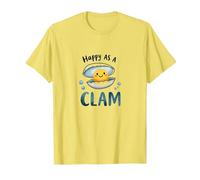 Feliz como una almeja Lindo Juego de Palabras océano Camiseta, Hombre, Limón, XL