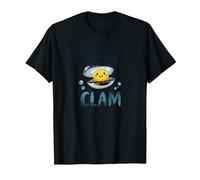 Feliz como una almeja Lindo Juego de Palabras océano Camiseta, Hombre, Negro, L