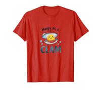Feliz como una almeja Lindo Juego de Palabras océano Camiseta, Hombre, Rojo, S