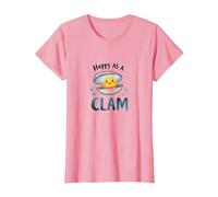 Feliz como una almeja Lindo Juego de Palabras océano Camiseta, Mujer, Rosado, L