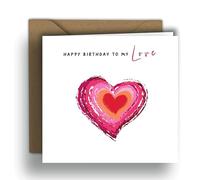 Feliz cumpleaños a mi amor - Corazón pintado | Tarjeta cuadrada plegada (15 x 15 cm) - Sobre Kraft incluido - Interior en blanco