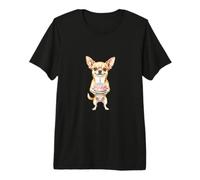 Feliz Cumpleaños Chihuahua Mamá Lindo Perro Sosteniendo Pastel Vela Camiseta Premium