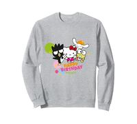 Feliz cumpleaños con Hello Kitty and Friends Sudadera, Unisex para Adultos, Gris Jaspeado, XL