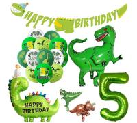 Feliz Cumpleaños Decoracion 5 Años Globos de Cumpleaños 5 Años Dinosaurios Happy Birthday Garland Verde Globo Número 5