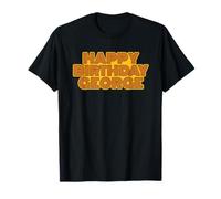 Feliz Cumpleaños George Nombre Personalizado Retro Tipografía Camiseta