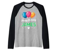 Feliz cumpleaños James Camiseta Manga Raglan