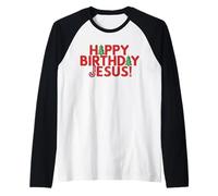Feliz CUMPLEAÑOS JESÚS Diversión Navidad Bday Boy Christian Meme Camiseta Manga Raglan