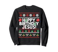 Feliz CUMPLEAÑOS JESÚS Divertido Suéter Feo Navidad Diseño Meme Sudadera